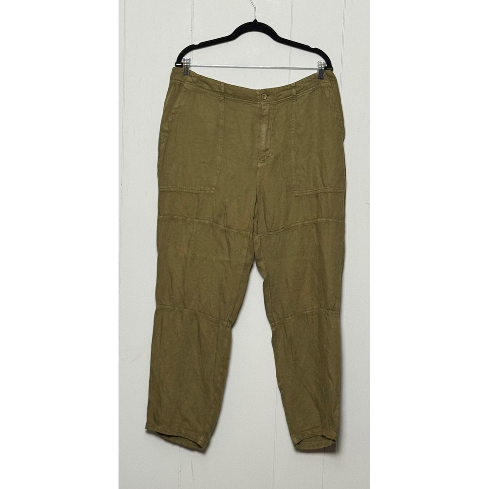 Cloth & Stone Women's Olive Green Tencel Linen Utility Cargo Pants Size 32